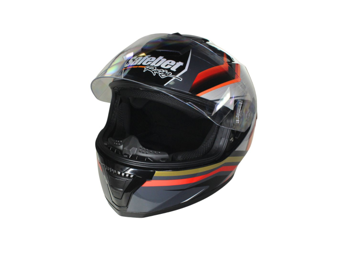 Casca moto integrala adulti, Safebet HF-123 Q250-L, culoare negru/portocaliu, marime S [2]