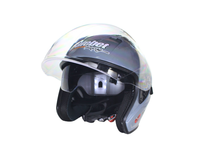 Casca moto semi-integrala cu ochelari adulti, Safebet HF-227, culoare argintiu, marime L [2]