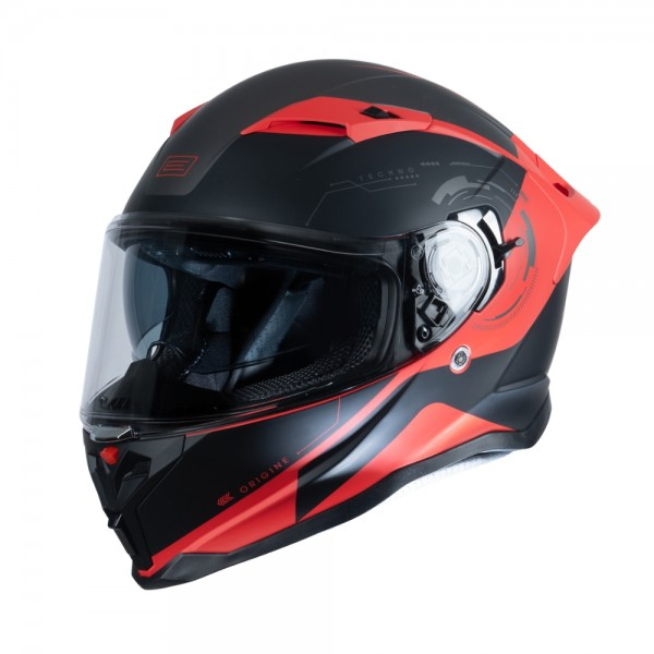 Casca moto integrala cu ochelari, Origine Force Techno, marime L, culaore negru rosu mat, ECE22.06