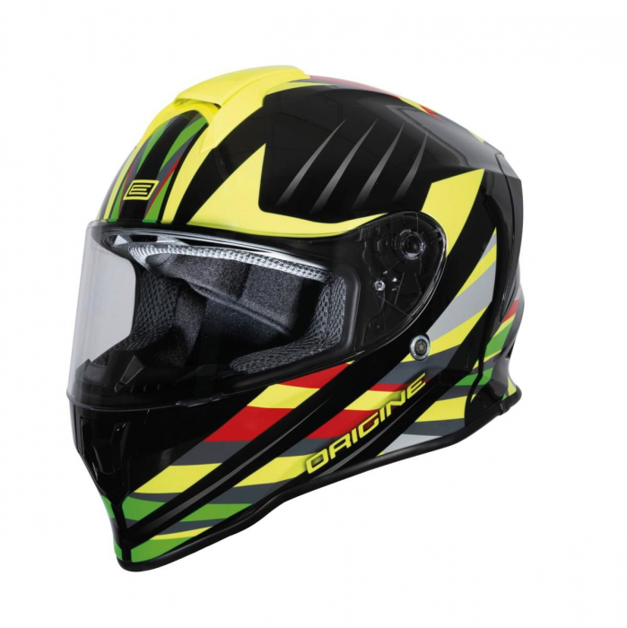 Casca moto integrala, Origine Dinamo Foolish, culoare negru galben lucios, marime XL