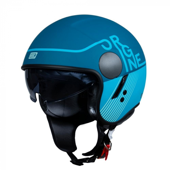 Casca moto jet cu ochelari, Origine Sierra Snatch, culoare albastru mat, marime XS