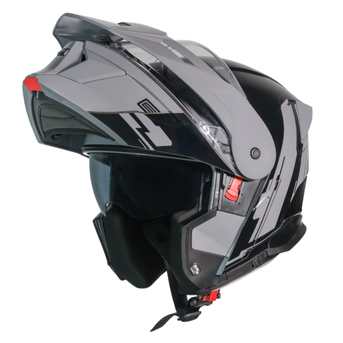 Casca moto Origine Adventure Cyborg Rabatabila cu ochelari, culoare gri/negru lucios, marime M [2]