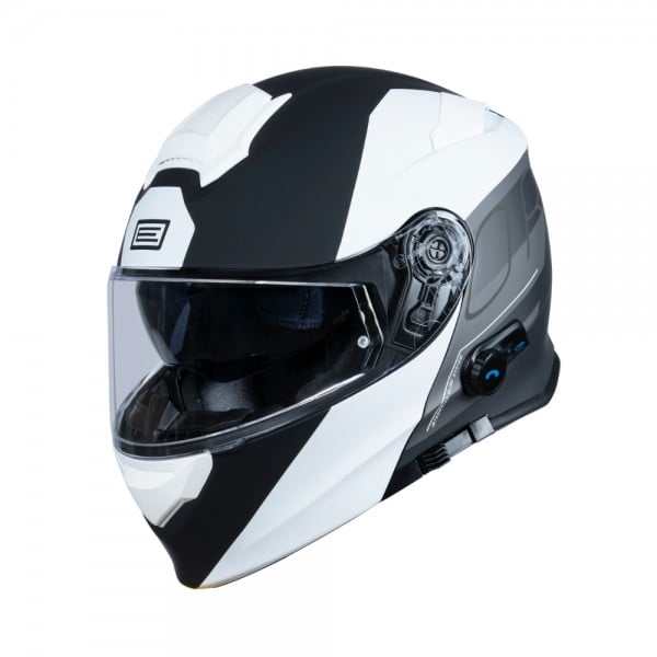 Casca moto Origine Delta BT Row rabatabila cu ochelari, Bluetooth incorporat, culoare alb negru mat, marime L