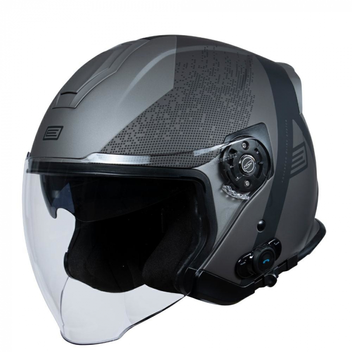 Casca moto semi-integrala cu ochelari, Origine Palio 2.0 cu Bluetooth Hyper incorporat, culoare negru titanium, marime XL