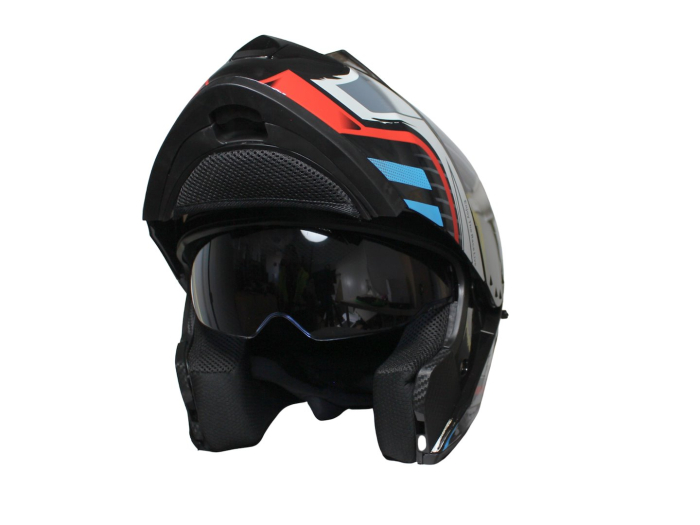 Casca moto rabatabila cu ochelari Safebet HF-130 Z62-R, Culoare Negru/Rosu, Marime XXL [3]