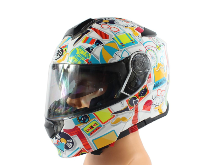 Casca moto rabatabila cu ocherari, VCAN H271, marime XL, culoare multicolor