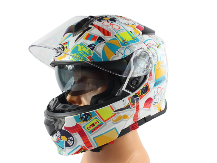Casca moto rabatabila cu ocherari, VCAN H271, marime XL, culoare multicolor [2]