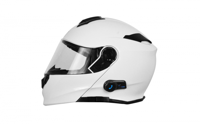 Casca moto rabatabila, Origine DELTA SOLID, sistem bluetooth integrat, culoare alb lucios, marime XL [4]