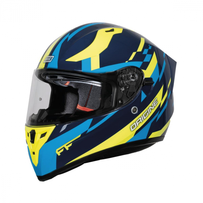 Casca moto integrala cu ochelari, Origine Strada Reveal, culoare galben albastru, marime L
