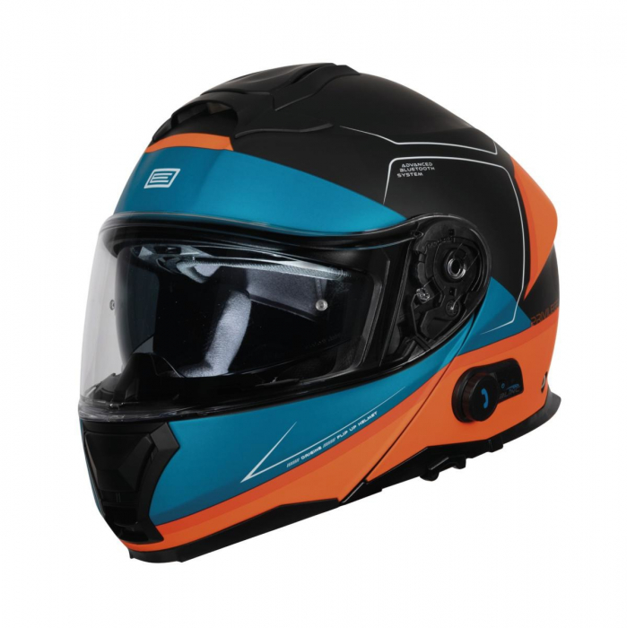 Casca moto rabatabila cu ochelari, Origine Logic cu Bluetooth, culoare portocaliu negru mat, marime L