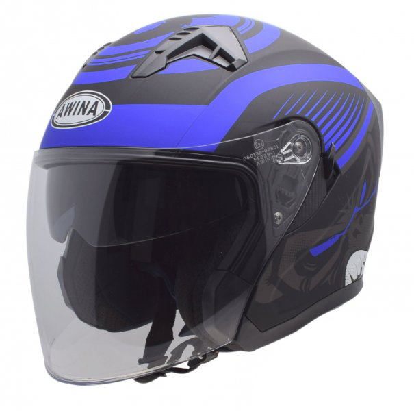 Casca moto semi-integrala Jk528, culoare albastru negru mat, marime XL