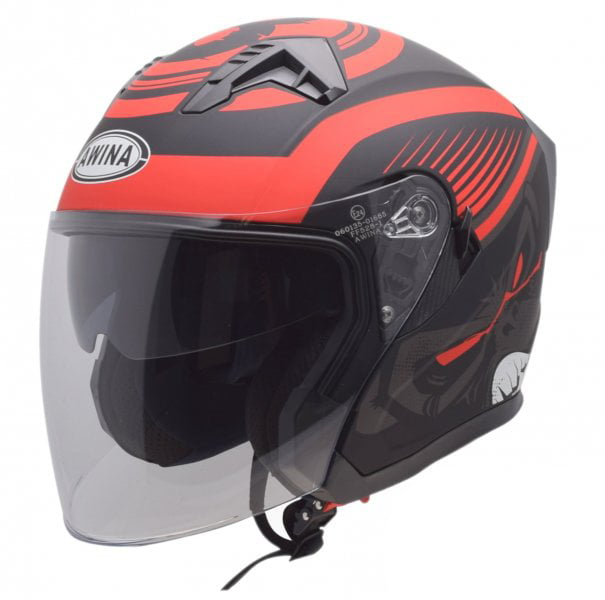 Casca moto semi-integrala Jk528, culoare rosu negru mat, marime M