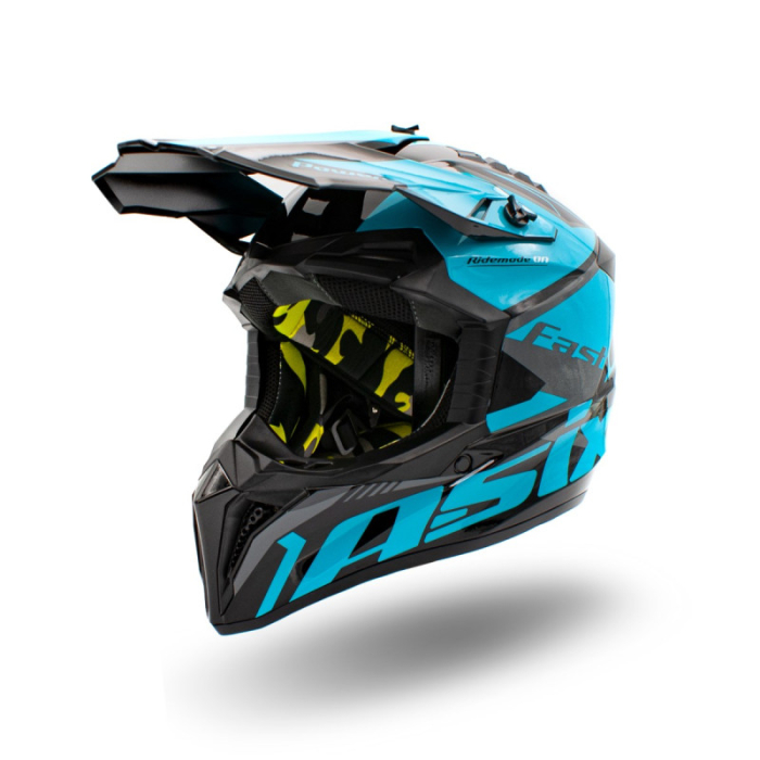 Casca motocross atv copii Asix 127, culoare negru albastru, marime YM, 53-54cm