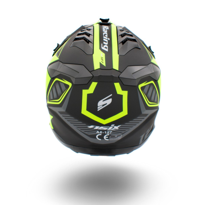 Casca motocross/atv copii Asix 127, culoare negru/lime, marime YM, 53-54cm [4]