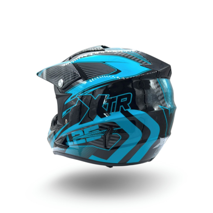 Casca motocross/atv copii XTR 125, culoare negru/albastru, marime YM, 53-54cm [2]