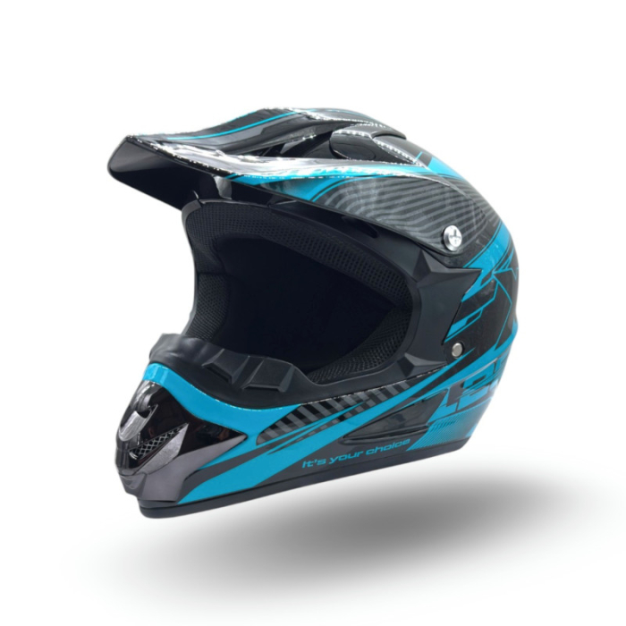 Casca motocross atv copii XTR 125, culoare negru albastru, marime YM, 53-54cm