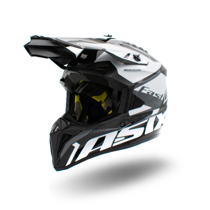 Casca motocross atv copii Asix 127, culoare negru alb, marime YL, 55-56cm