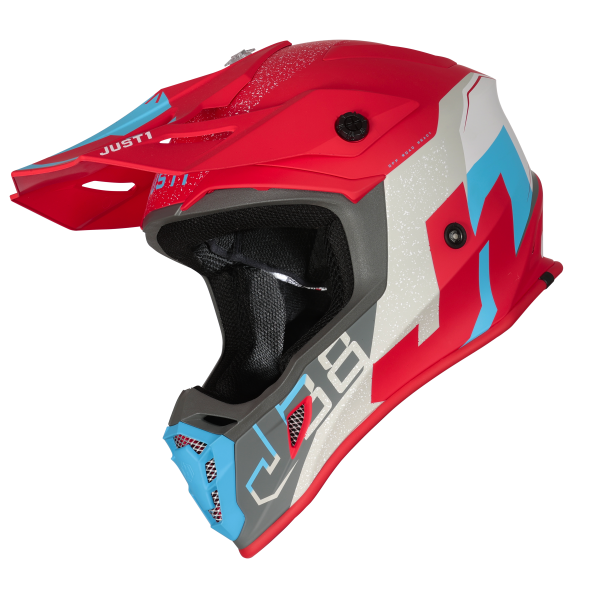 Casca motocross atv JUST1 J38 Korner, culoare albastru rosu, marime L