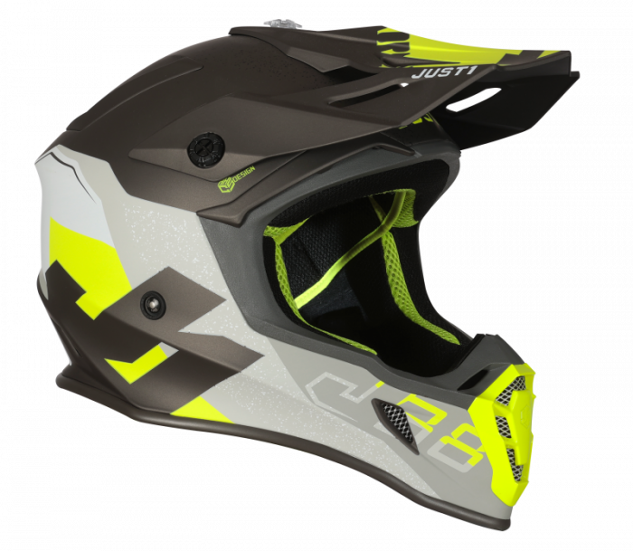 Casca motocross atv Just1 J38 Korner, culoare galben fluo titanium, marime XL