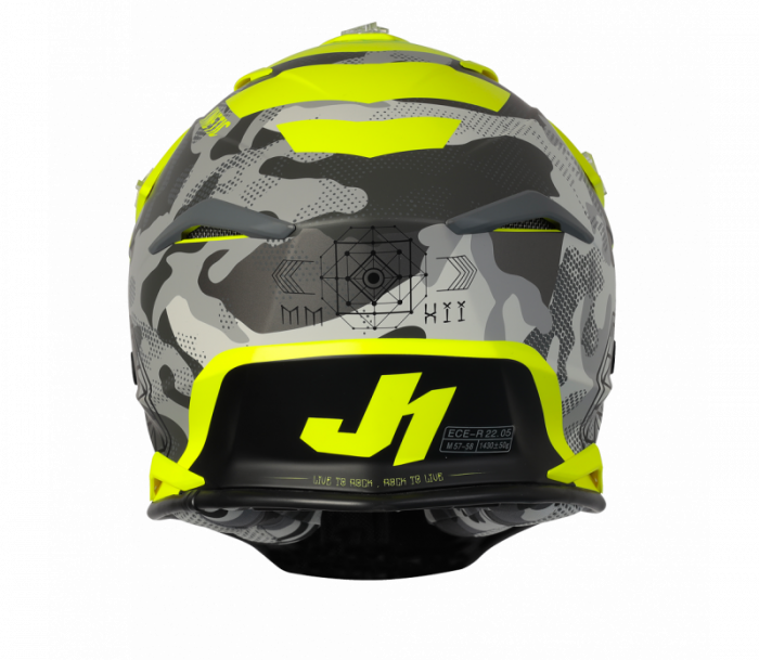 Casca motocross/atv JUST1 J39 Kinetic Camo, culoare gri/fluo mat, marime M [2]