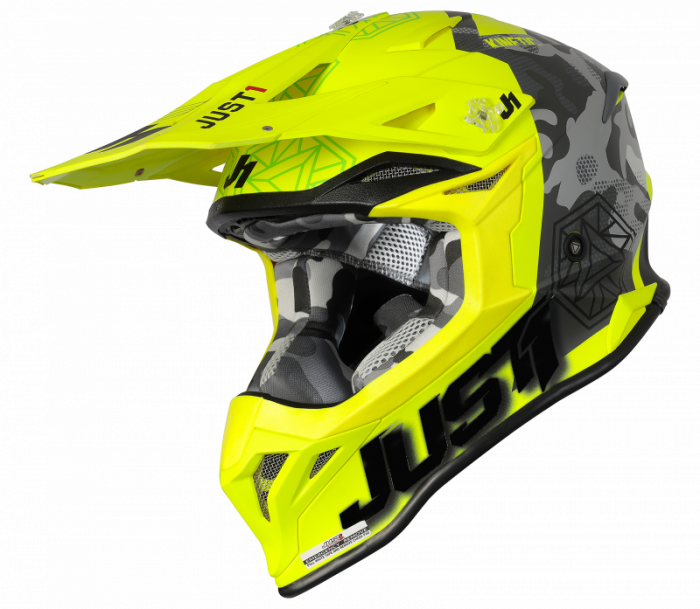 Casca motocross atv JUST1 J39 Kinetic Camo, culoare gri fluo mat, marime M