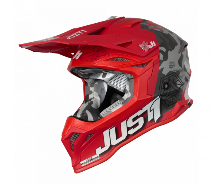 Casca motocross/atv JUST1 J39 Kinetic Camo, culoare gri/rosu, marime M [2]