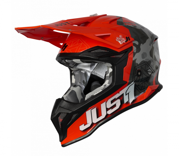 Casca motocross/atv JUST1 J39 Kinetic Camo, culoare gri/rosu/portocaliu fluo, marime L [2]