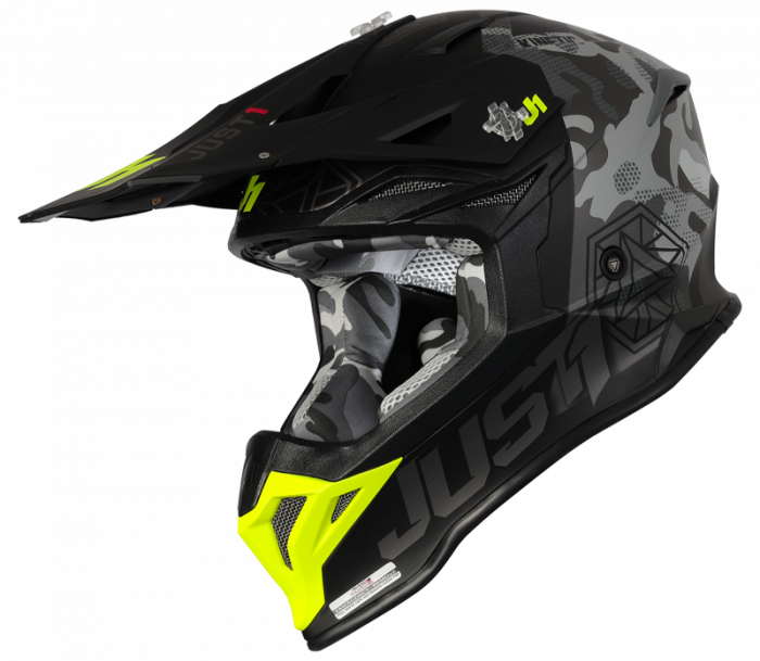 Casca motocross atv JUST1 J39 Kinetic Camo, culoare negru galben, marime XL