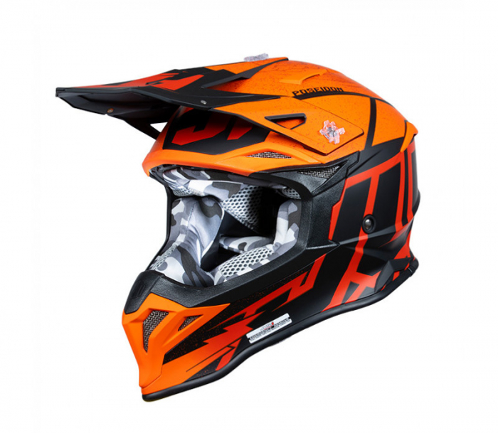 Casca motocross atv Just1 J39 Poseidon, culoare portocaliu negru, marime L