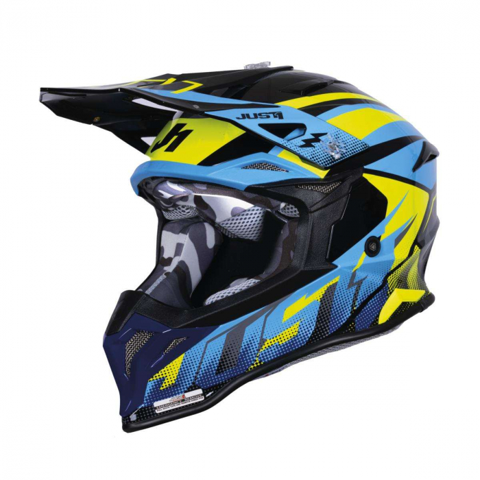 Casca motocross/atv JUST1 J39 Revo, culoare albastru/galben, marime L [1]