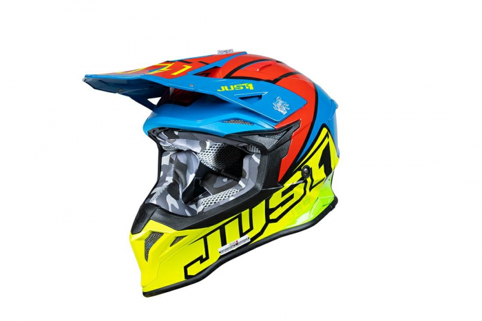 Casca motocross/atv JUST1 J39 Thruster, culoare galben/albastru, marime XL [1]