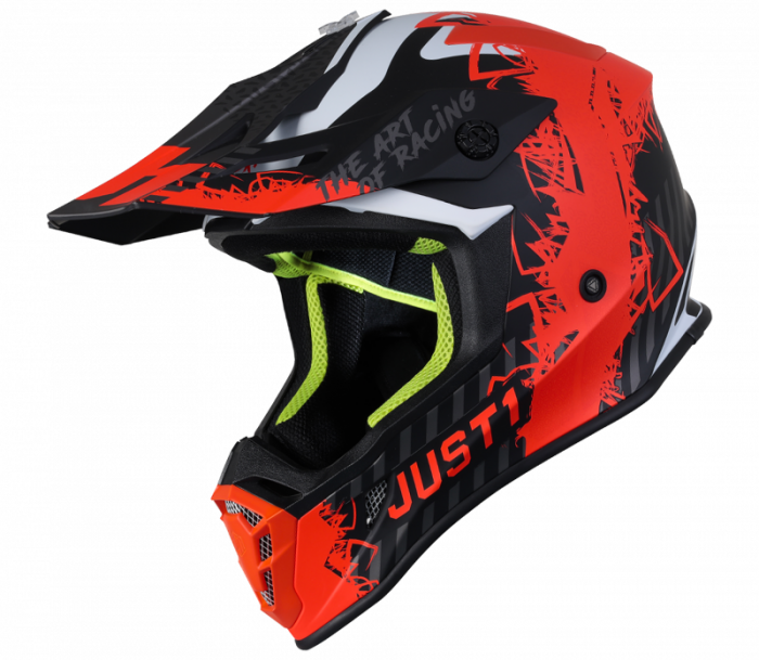 Casca motocross atv Just1 Mask, culoare portocaliu fluorescent   negru mat, marime L