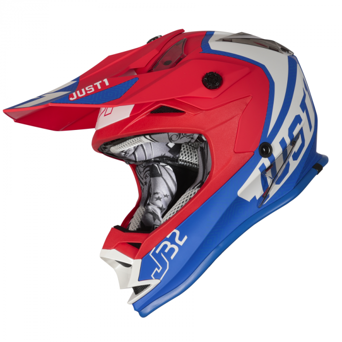 Casca motocross atv pentru copii, Just 1 J32 Vertigo, culoare albastru rosu, marime YM