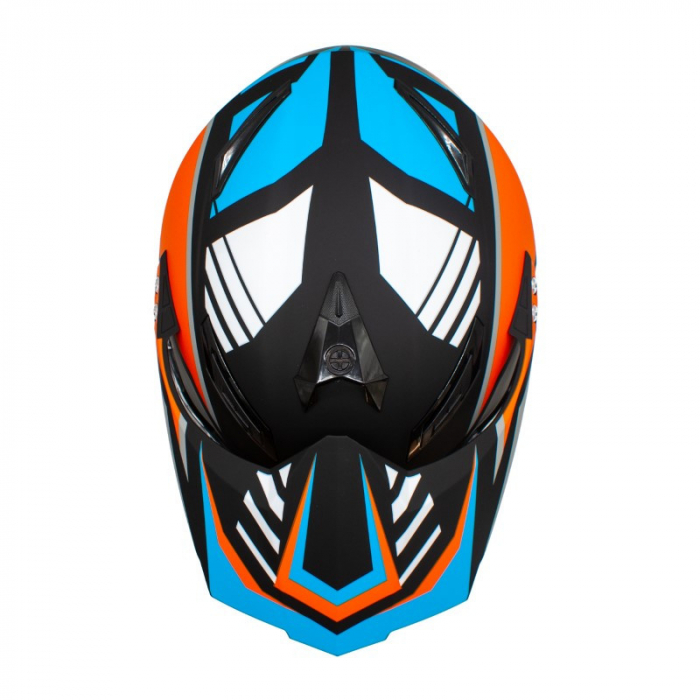 Casca motocross/enduro adulti XTR 128, culoare portocaliu/albastru, marime M [8]