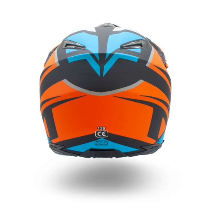 Casca motocross/enduro adulti XTR 128, culoare portocaliu/albastru, marime M [4]