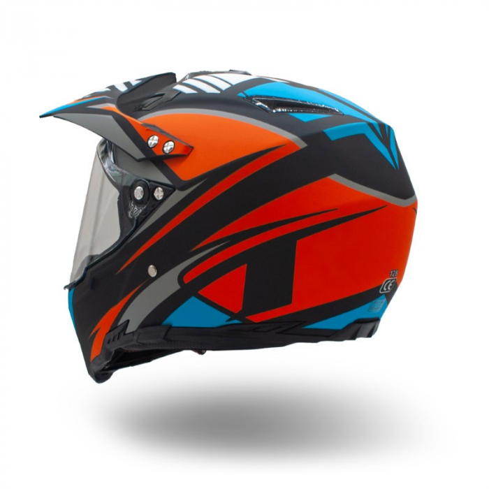 Casca motocross/enduro adulti XTR 128, culoare portocaliu/albastru, marime XL [3]
