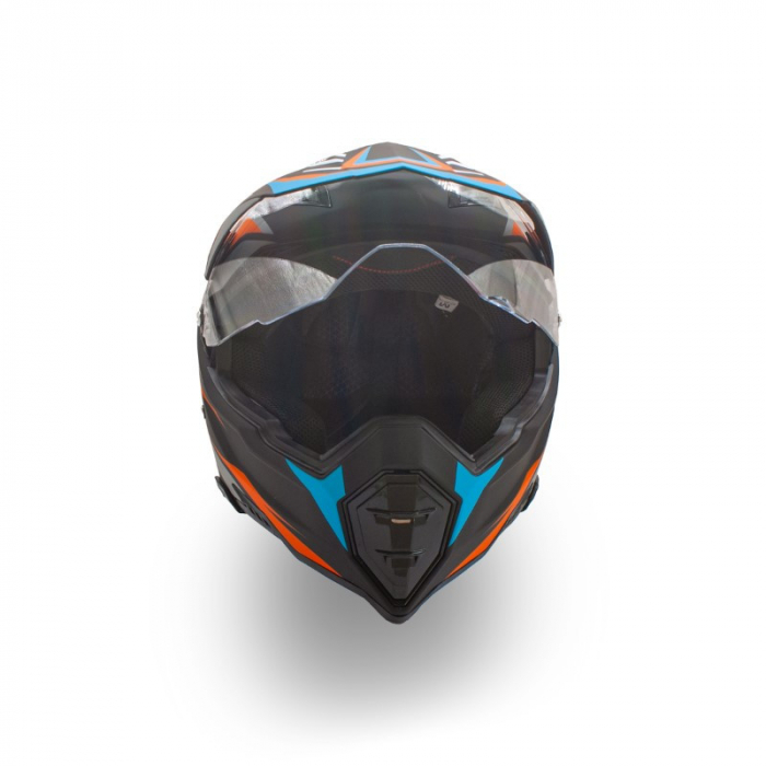Casca motocross/enduro adulti XTR 128, culoare portocaliu/albastru, marime M [7]