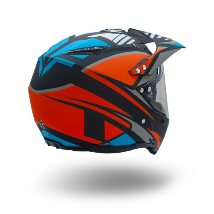 Casca motocross/enduro adulti XTR 128, culoare portocaliu/albastru, marime M [5]