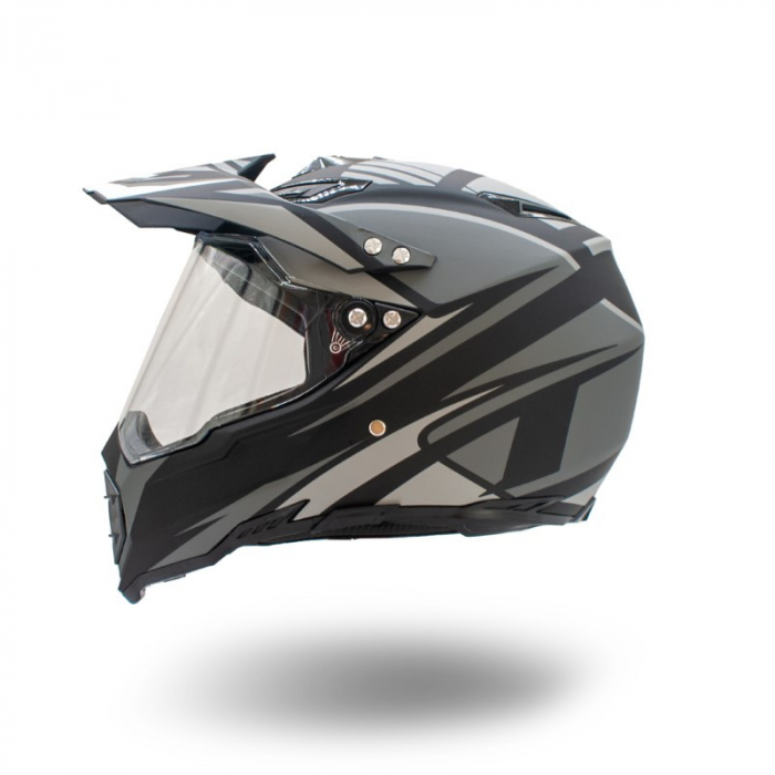 Casca motocross/enduro adulti XTR 128, culoare negru/gri, marime M [2]