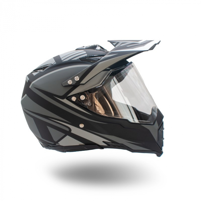 Casca motocross/enduro adulti XTR 128, culoare negru/gri, marime M [6]