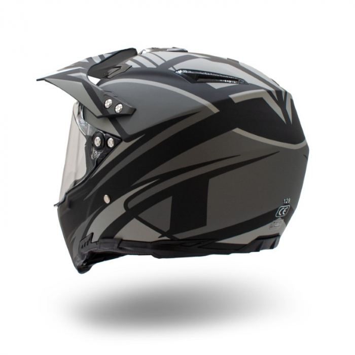 Casca motocross/enduro adulti XTR 128, culoare negru/gri, marime M [3]