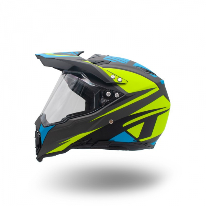 Casca motocross/enduro adulti XTR 128, culoare galben/albastru, marime M [2]