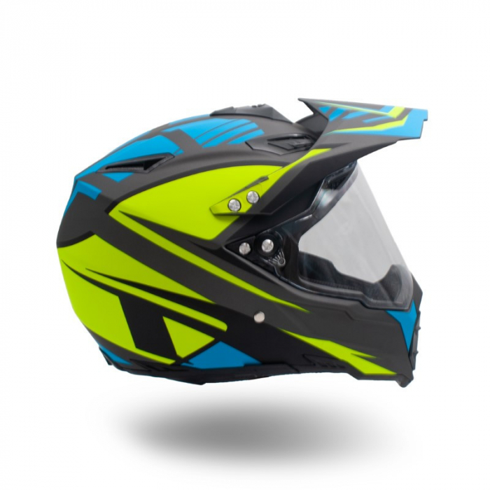 Casca motocross/enduro adulti XTR 128, culoare galben/albastru, marime M [6]