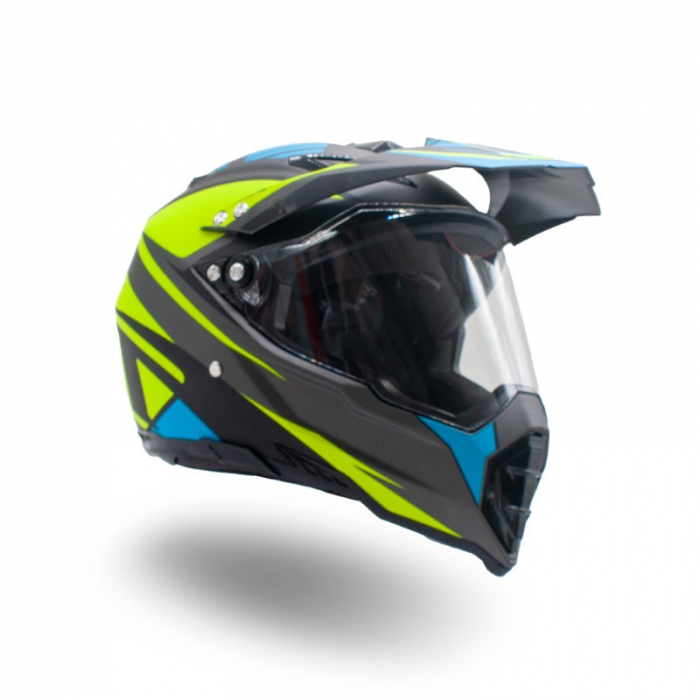 Casca motocross/enduro adulti XTR 128, culoare galben/albastru, marime M [7]