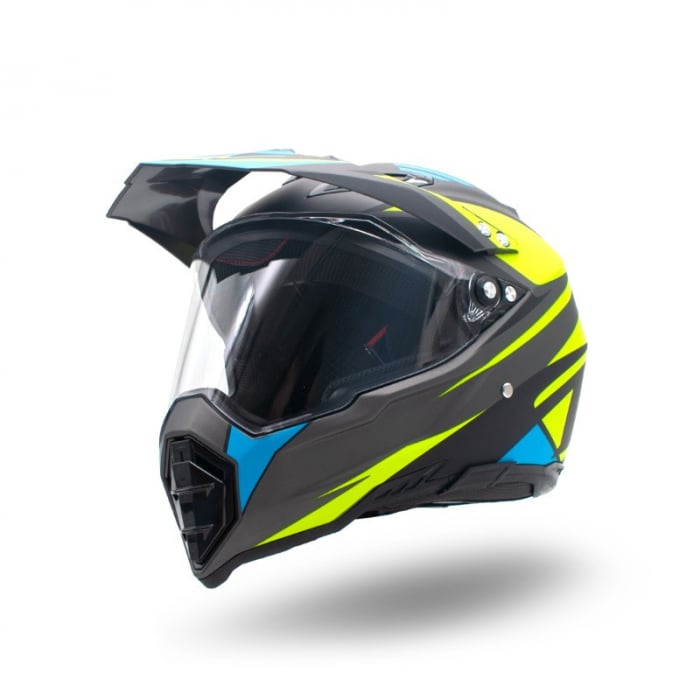 Casca motocross enduro adulti XTR 128, culoare galben albastru, marime XL