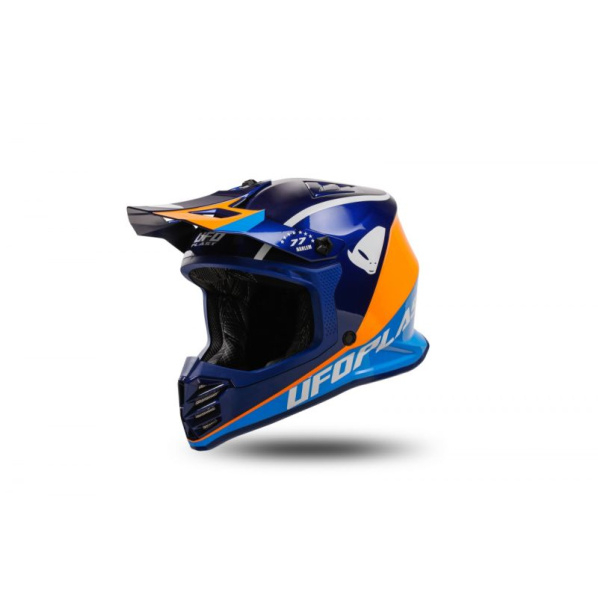 Casca motocross enduro copii Ufo Plast Korey, culoare albastru portocaliu, marime YS(47-48cm)