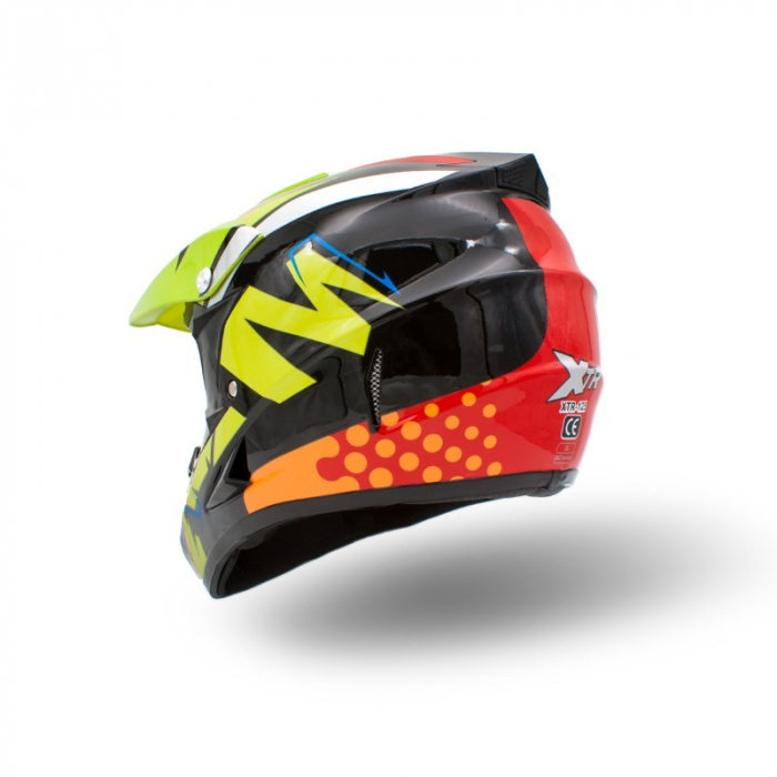 Casca motocross/enduro copii XTR, culoare negru/lime, marime YS(51-52cm) [2]