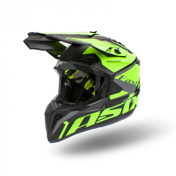 Casca copii motocross atv Asix 127, culoare negru verde, marime YS(51-52cm)