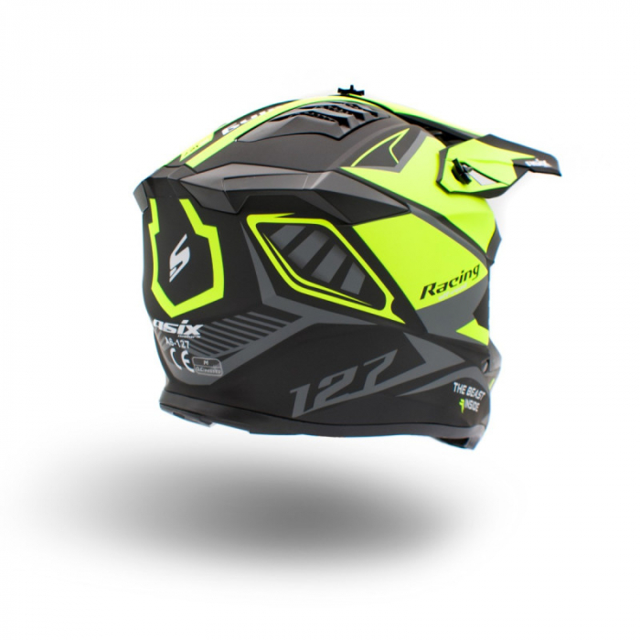 Casca copii motocross/atv Asix 127, culoare negru/verde, marime YL(55-56cm) [6]