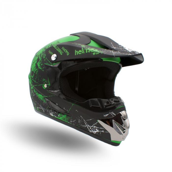 Casca motocross/enduro copii XTR 125, culoare negru/lime, marime YM [5]